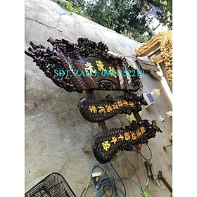 câu đối đôi bầu gỗ mít phun màu đen đậm