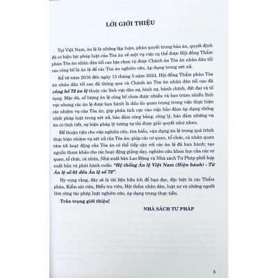 Hệ thống Án lệ Việt Nam (Hiện hành) - Từ Án lệ số 01 đến Án lệ số 72
