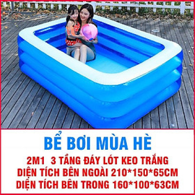 Bể Bơi To Mùa Hè 2.1 Mét 3 Tầng Tặng Kèm Dụng Cụ Bơm Đạp Chân Hồ Kích Cỡ To Cho Người Lớn Và Bé