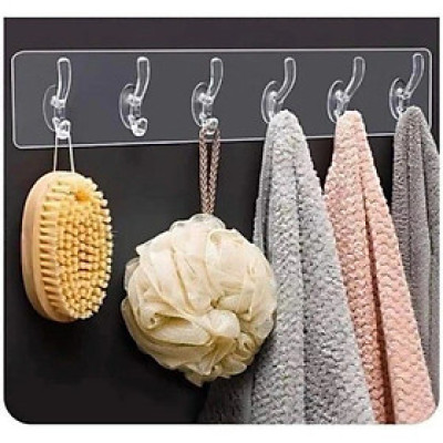 [Sản phẩm mới] Móc dán tường, thanh 6 móc treo đồ dán tường nhà tắm nhà bếp siêu dính siêu chịu lực