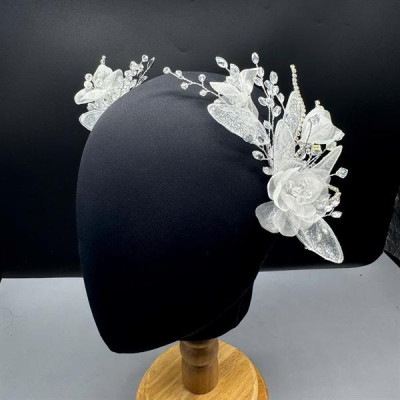 Cài tóc cô dâu hoa lưới nhũ mẫu hàng kết thủ công mới t9/2024