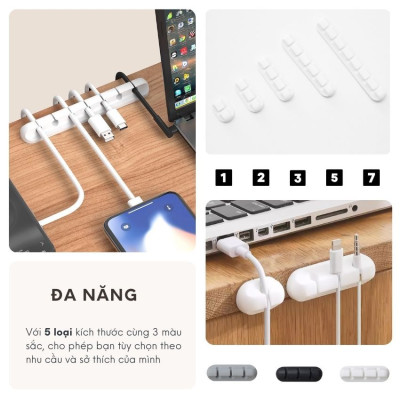 Phụ kiện giữ dây cáp sạc Giá Silicon mini cố định dây cáp sạc cho các thiết bị điện tử trên bàn làm việc - Hàng Chính Hãng