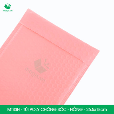 MTS3H - 26.5x18cm - COMBO 25 TÚI GÓI HÀNG CHỐNG SỐC BỌC BÓNG KHÍ MÀU HỒNG PASTEL
