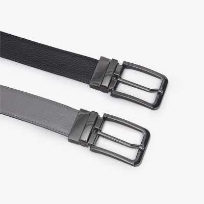 Thắt Lưng Nam Khóa Cài Xoay Hai Mặt GENCE LG41 Da Bò Cao Cấp Phối Phụ Kiện Đen