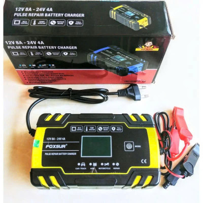 Sạc Ắc Quy Thông Minh Nhật Bản Foxsur  – 12V/24V, Khử Sunfat, Bảo Dưỡng Tự Động, Loại Xịn , đèn led