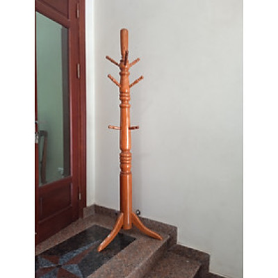 Cây treo đồ bằng gỗ NH HOME cỡ to 9 móc màu nâu nhạt