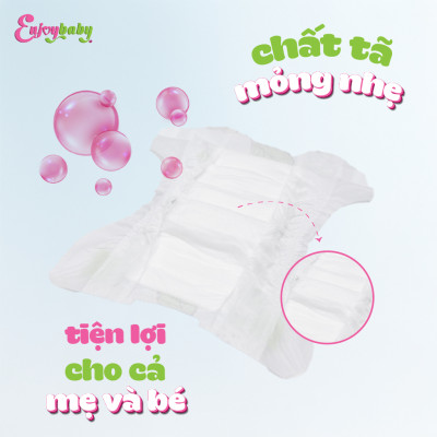 Tã dán sơ sinh Enjoy size S, M, L cho bé từ 4-25kg, mềm mại, thấm hút, chuẩn chất lượng Châu Âu