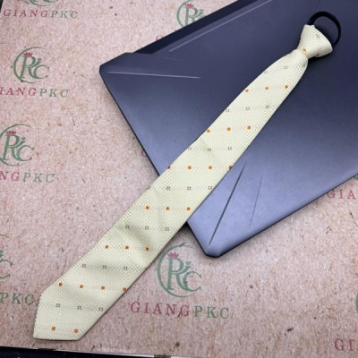 Cà vạt nam mẫu thắt sẵn dây kéo bản nhỏ 6cm mẫu mới t3/2024 màu kem chấm