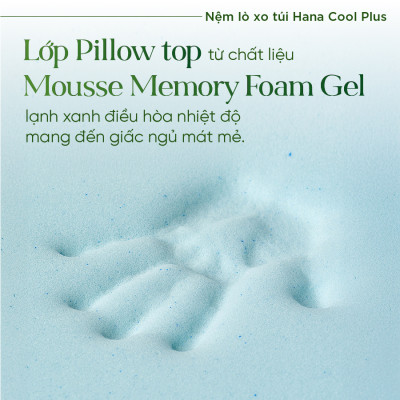 Nệm lò xo túi  cao cấp Hana Cool Plus Tatana, Thiết kế sang trọng, khung lò xo vững chắc, êm ái độ đàn hồi cao - Độ dày 30cm