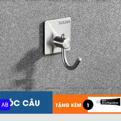 Móc Dán Tường Inox 304 Lưỡi Câu Cao Cấp Chống Gỉ Sét Siêu Bền Siêu Chịu Lực - Móc Treo Đồ Gia Đình Tiện Dụng 