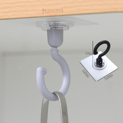 Móc Nhựa Xoay 360˚ Cỡ Lớn Dán Tường Trần Nhà Treo Màn Hình Lưỡi Câu Siêu Dính Treo Đồ Đa Năng