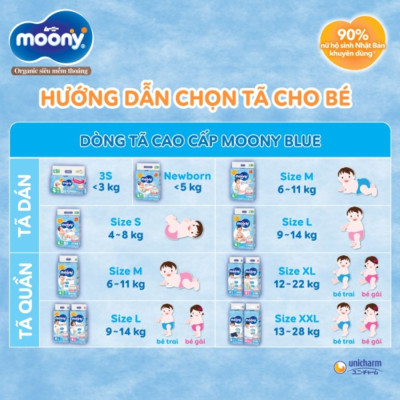 Bỉm - Tã dán Moony size S 84 miếng