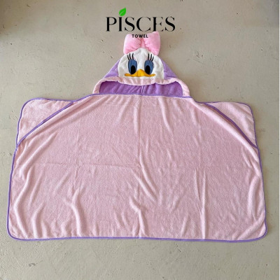 Khăn Ủ Áo Choàng Tắm PISCES TOWEL Có Mũ Cho Bé Hình Vịt Donan Ngộ Nghĩnh Mềm Mại Thấm Hút Tốt