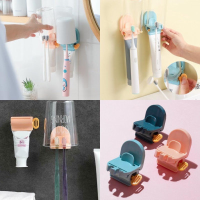 Dụng Cụ Đa Năng Dán Tường Phòng Tắm Nhiều Màu Lựa Chọn Tiện Dụng - Kẹp Ép Kem Đánh Răng - Treo Bàn Chải - Up Cốc - TakyHome 4019