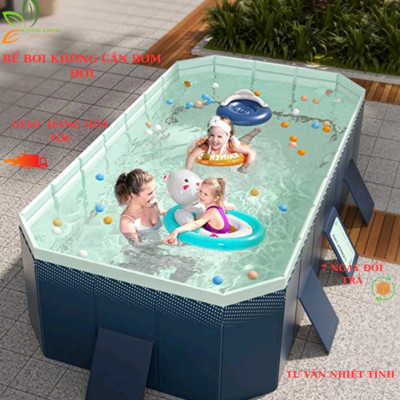 Bể bơi cho cả gia đình gấp gọn, Bể bơi tự động không bơm, Chất Liệu Cao Cấp an toàn - Tiết kiệm diện tích