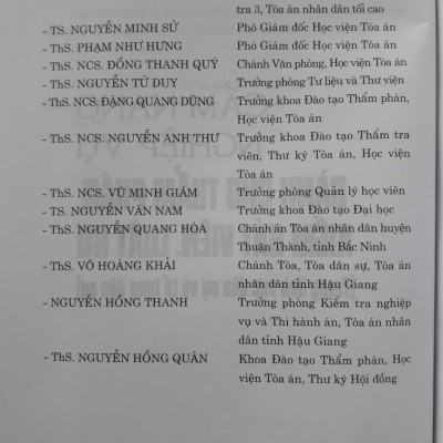 Cẩm Nang Nghiệp Vụ Dành Cho Thẩm Phán, Kiểm Sát Viên, Luật Sư ( Trong lĩnh vực dân sự và tố tụng dân sự)