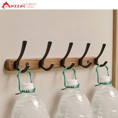 Móc treo tường bằng gỗ óc chó Anzzar, Giá treo áo treo tường thích hợp cho phòng tắm Nhà bếp Phòng ngủ Hành lang MT-11