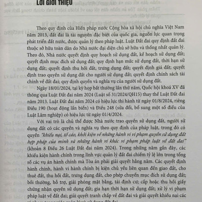 Kỹ năng giải quyết vụ án hành chính trong lĩnh vực Quản lý đất đai và thực tiễn xét xử của Tòa án nhân dân (Tái bản lần thứ nhất, có sửa đổi, bổ sung theo luật đất đai 2024) 