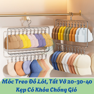 Giá Treo Đồ Inox 20-30-40 Kẹp Treo Đa Năng Móc Treo Phơi Đồ Inox Chống Gỉ Nhiều Kẹp Khung Móc Treo Quần Áo Inox Tiện Lợi Giá Treo Đồ Gấp Gọn, Siêu Tiết Kiệm Diện Tích