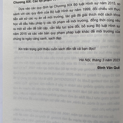 Bình Luận Bộ Luật Hình Sự Năm 2015 - Phần Các Tội Phạm Chương XIX Các Tội Phạm Về Môi Trường