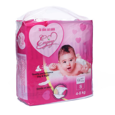 Tã dán sơ sinh ENJOY Cao Cấp nhiều size S, M, L cho bé từ 4-25kg, mềm mại, thấm hút, chuẩn chất lượng Châu Âu