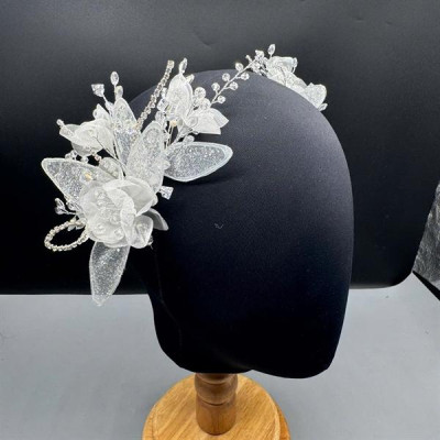 Cài tóc cô dâu hoa lưới nhũ mẫu hàng kết thủ công mới t9/2024