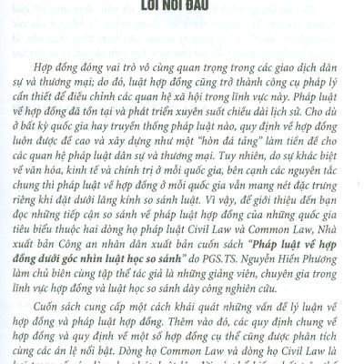 Pháp Luật Về Hợp Đồng Dưới Góc Nhìn Luật Học So Sánh (Sách chuyên khảo song ngữ Anh - Việt)