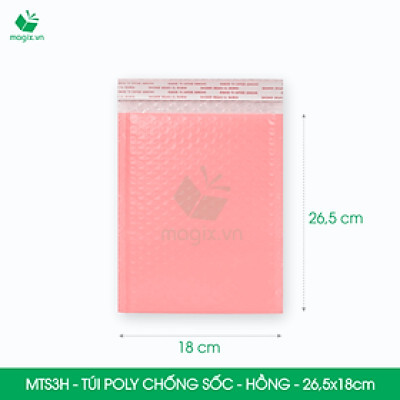MTS3H - 26.5x18cm - COMBO 50 TÚI GÓI HÀNG CHỐNG SỐC BỌC BÓNG KHÍ MÀU HỒNG PASTEL