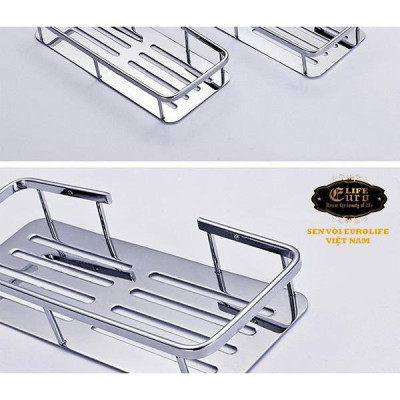 Kệ tường đôi phòng tắm Inox SUS 304Eurolife EL-KT10 (Trắng Bạc)