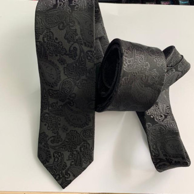 Cà vạt nam bản 6cm chất liệu gấm cao cấp Cavat nam đen hoa văn
