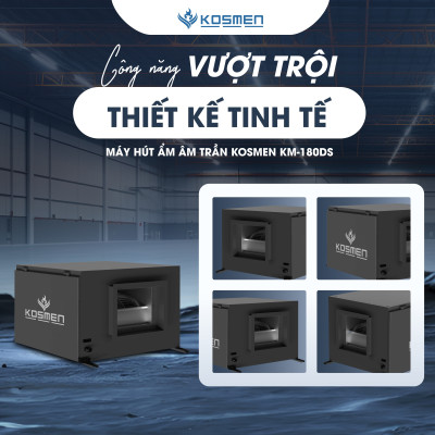 Máy Hút Ẩm Âm Trần Kosmen KM-180DS Công Suất 180 lít/ngày - Hàng Chính Hãng BH 24 tháng