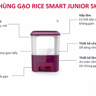 Thùng Gạo Tupperware Rice Smart Junior 5kg - Hàng Chính Hãng