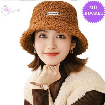 Mũ Bucket lông cừu phong cách Hàn Quốc hót hít