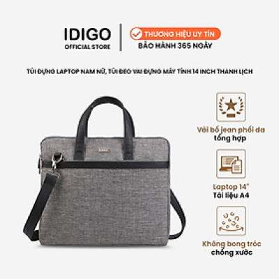 Túi công sở nam nữ đựng laptop 14 inch IDIGO MB2 - 410, túi đựng tài liệu A4 ngăn kéo trước thanh lịch
