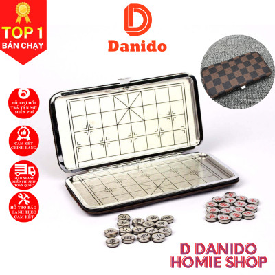 Cờ tướng nam châm bỏ túi cao cấp - Cờ tướng nam châm hộp da có bàn là hộp đựng - Hàng chính hãng  D Danido