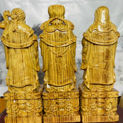 Bộ tượng phật tam đa phúc thọ bằng gỗ huyết long kt cao 40×13×11cm