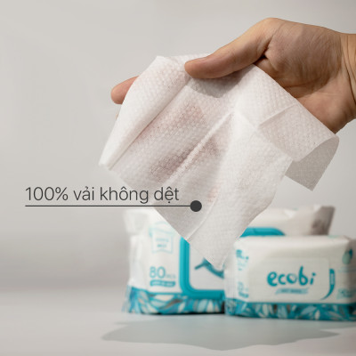 Khăn giấy ướt cho bé Ecobi không mùi không cồn không paraben an toàn cho làn da nhạy cảm của bé