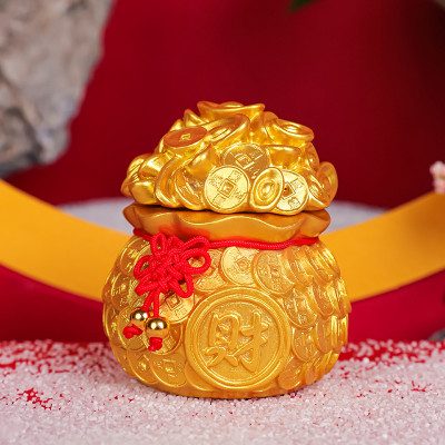 Túi vàng phong thủy may mắn - Hủ đựng muối gạo bàn thờ Thần Thần Tài