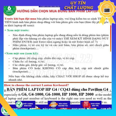 BÀN PHÍM LAPTOP HP G4 / CQ43 dùng cho Pavilion G4 G6 G4-1000, G6-1000, HP 1000 HP 2000 - Hàng Nhập Khẩu New Seal