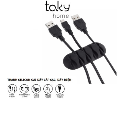 Kẹp Silicon 5 Lỗ Dán Cố Định Dây Cáp Sạc, Dây Điện, Tai Nghe Sắp Xếp Gọn Gàng Cho Bàn Làm Việc, Nhỏ Gọn, Tiện Dụng - TakyHome 5679