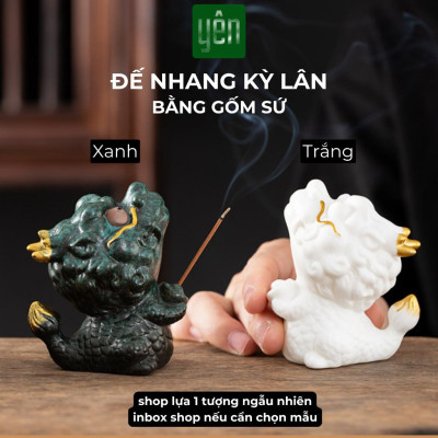 Đế Nhang Thảo Mộc Yên Tượng Kỳ Lân Gốm Sứ Xanh Trắng Yên Trang Trí Tâm Linh Thờ Cúng Thư Giãn