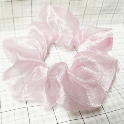 Dây cột tóc scrunchies mẫu mới màu hồng phấn ánh kim