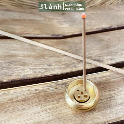 Đế Cắm Nhang Trầm Hương 5-9 Lỗ Bằng Đồng Thau Nguyên Chất Hình Trống Tối Giản Phù Hợp Nhiều Kích Thước Nhang