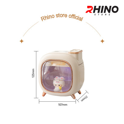 Máy phun sương, xông tinh dầu Rhino H809 500ml tạo ẩm, 2 đầu phun kèm đèn ngủ - Hàng chính hãng