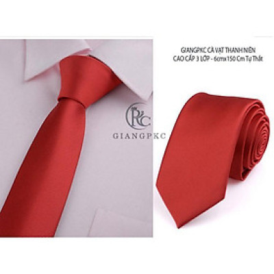 Phụ kiện nam cà vạt nam bản 6cm Giangpkc tháng 5-2021-mẫu 02 cavat đỏ tươi kẻ tăm