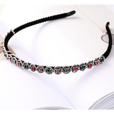 Cài tóc đen đính đá hình tròn