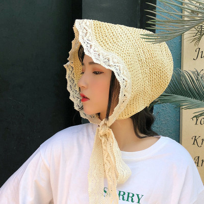 Nón gấp gọn mũ đi biển chống nắng du lịch phối ren mùa hè dona23040102