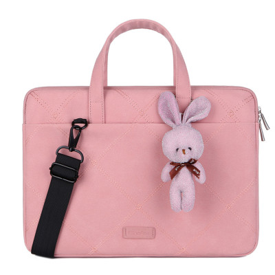 Túi chống sốc da cặp da chống sốc cho macbook, laptop, surface đeo chéo cute tặng kèm gấu bông