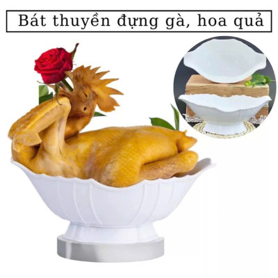 Bát dĩa thuyền  đựng gà cúng nguyên con, đựng hoa quả bằng nhựa sang trọng và đẹp