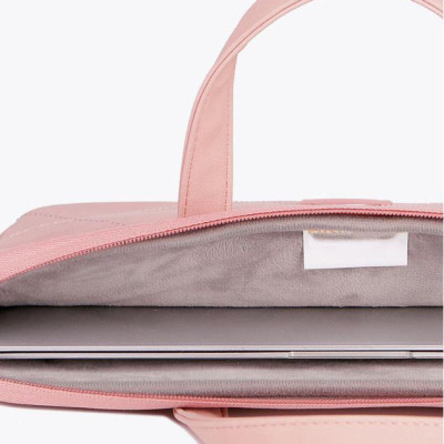 Túi xách da chống sốc cho máy tính, macbook, laptop màu hồng cute - Tặng kèm gấu bông và ví đựng phụ kiện